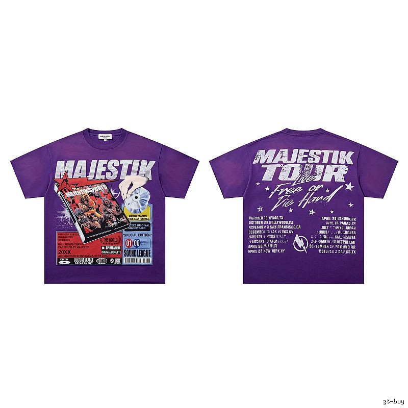 MAJESTIK Tour Vintage Style Purple Short Sleeve T-shirt