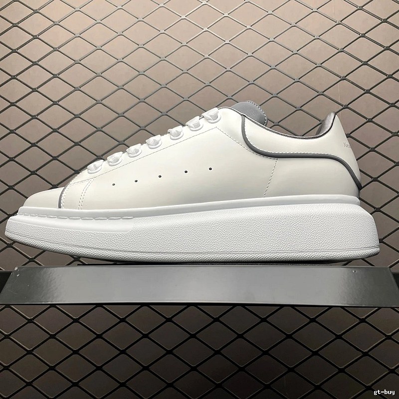 McQueen Oversized Sneakers in White and Black, Finished with Raised Sole Edge