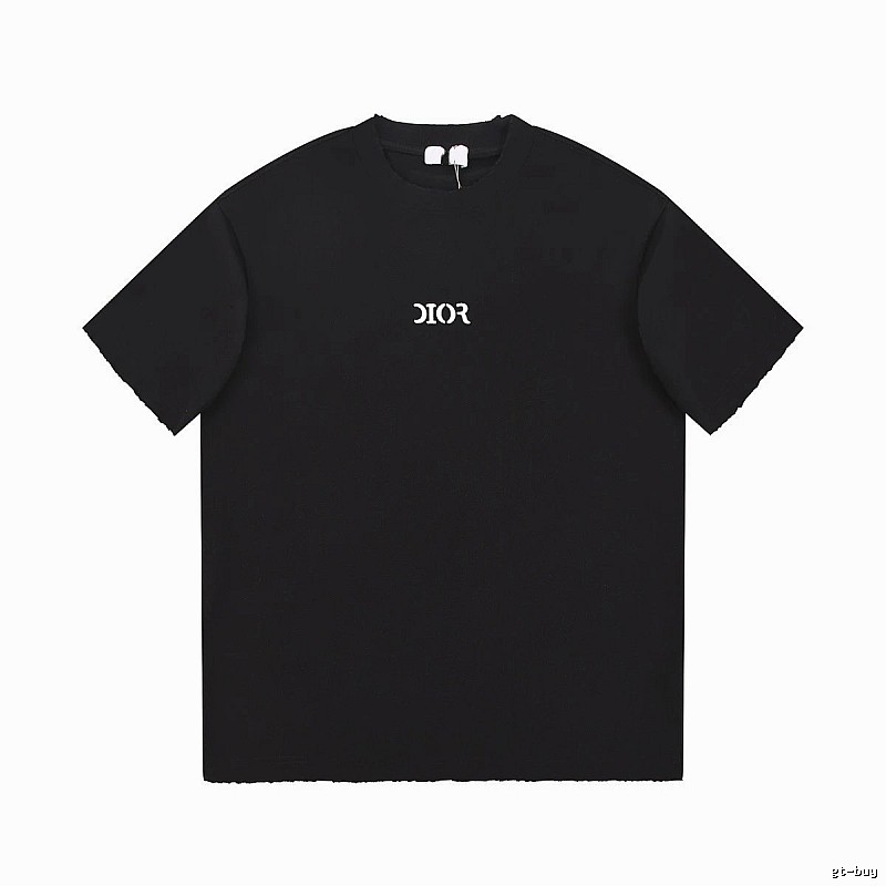 Minimalist Black Short-sleeve T-shirt with Dior Lettering