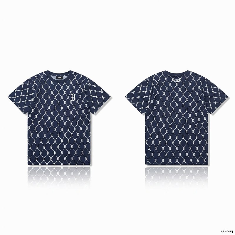 MLB full - printed style navy blue T - shirt