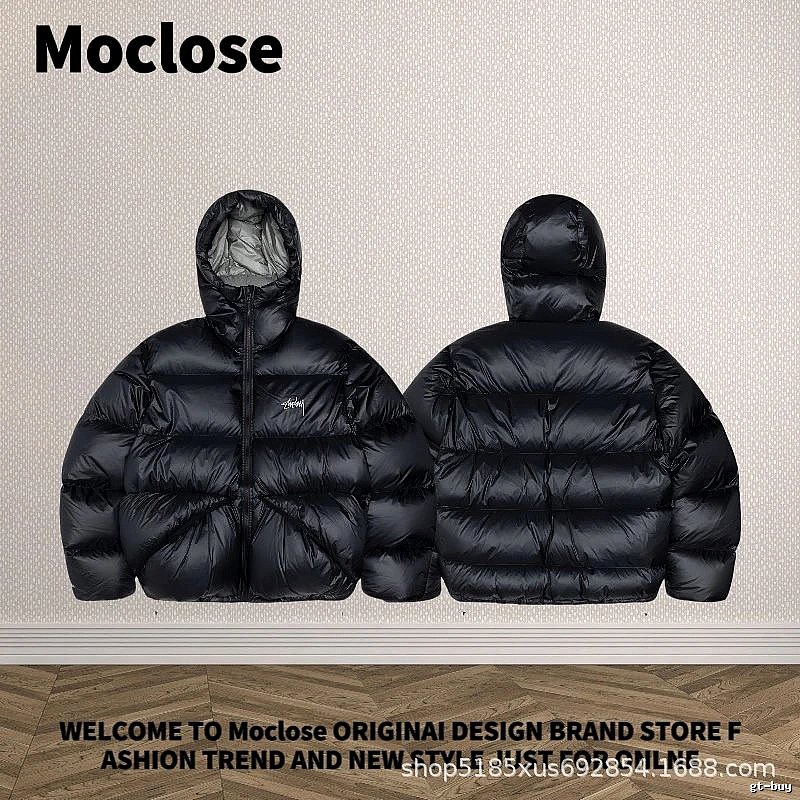 Moclose Classic Puffer jacket Black Glossy Hooded for Daily Styling