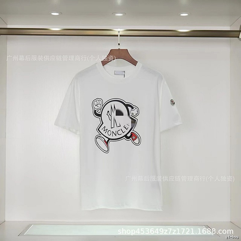 Moncler Cartoon Print Casual Style White T-Shirt