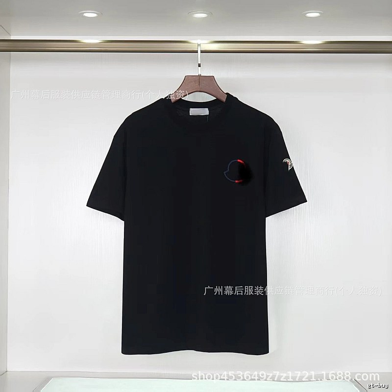 Moncler Embroidered Casual Black Short-sleeve T-shirt