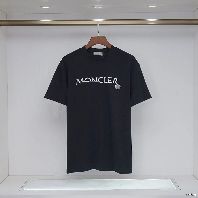Moncler Embroidered Casual-Style Black T-Shirt