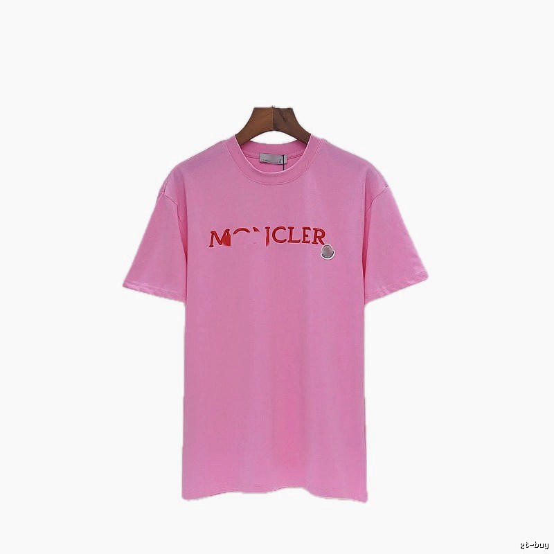 Moncler Embroidered Casual-style Pink T-Shirt