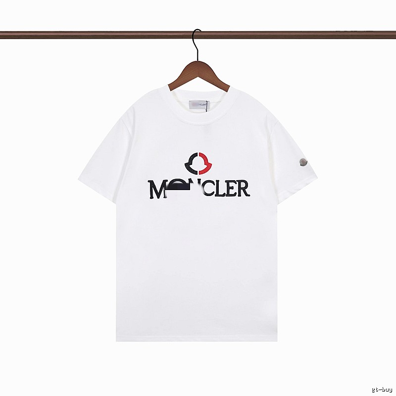 Moncler Embroidered Casual Style White T-Shirt