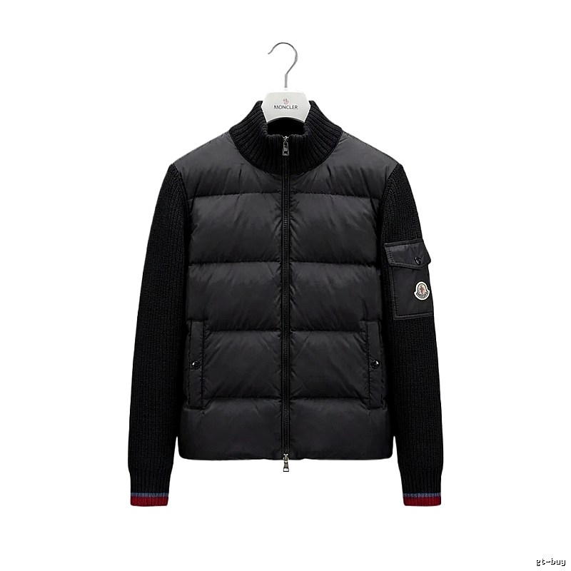 Moncler knitted and spliced black down jacket