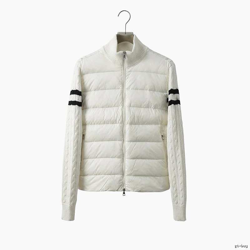 Moncler knitted and spliced windproof white down jacket