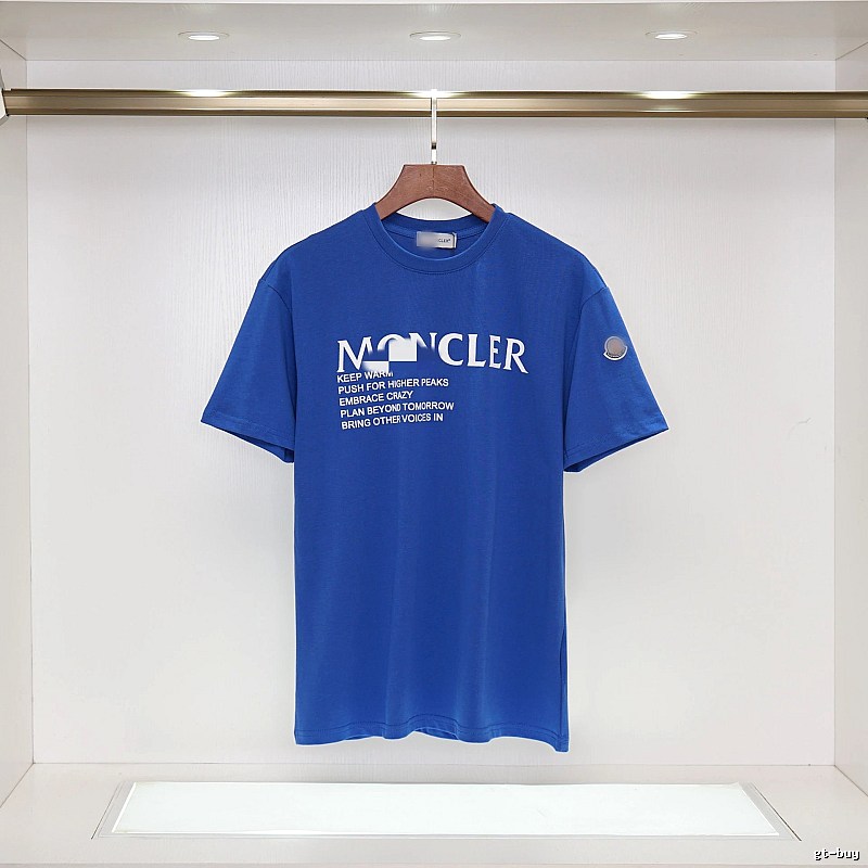 Moncler Letter Print Casual Blue Short-sleeve T-shirt