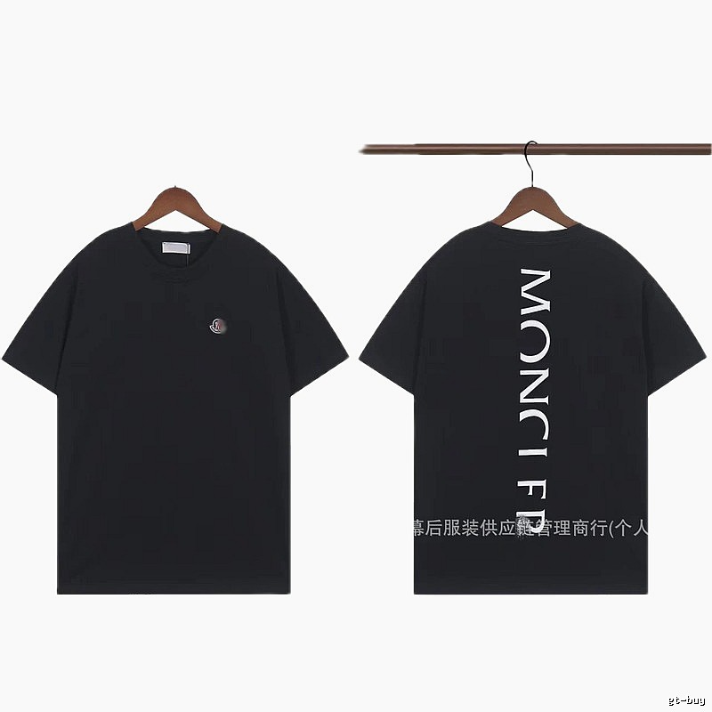 Moncler Letter Print Casual Style Black T-Shirt