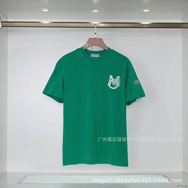 Moncler Letter Print Casual Style Green Short-sleeve T-shirt