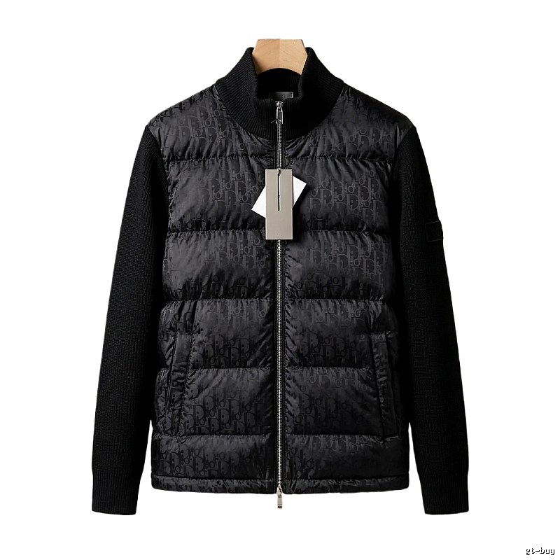 Moncler letter - printed black down jacket
