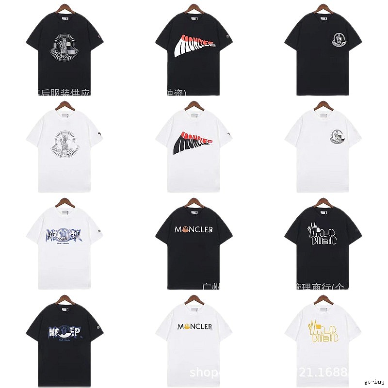 Moncler Logo Printed Trendy Black & White Short-Sleeve T-Shirt