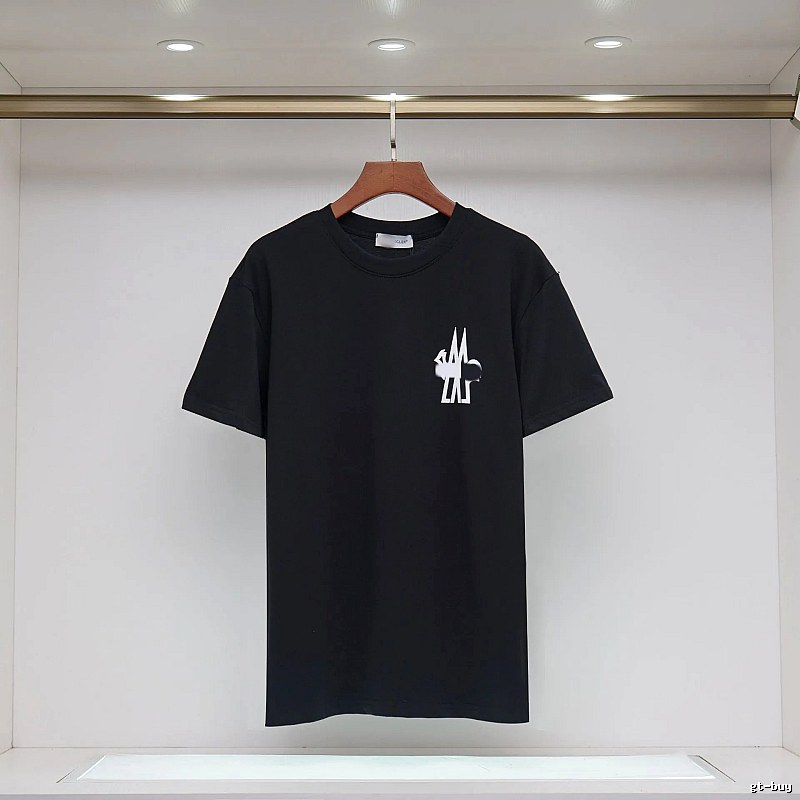 Moncler Print Collection Casual Style Black T-Shirt