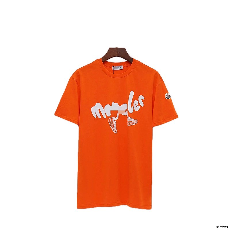Moncler Printed Casual-style Orange Short-sleeve T-shirt