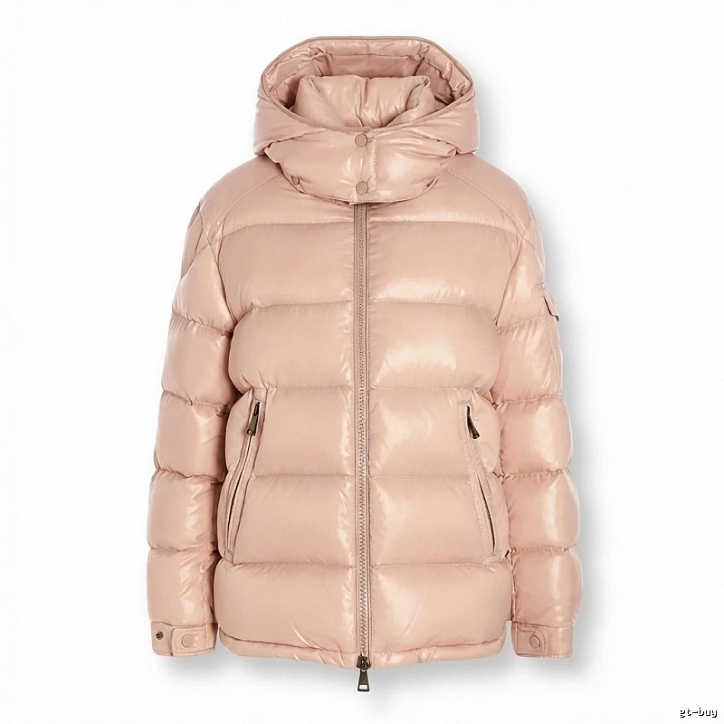Moncler shiny casual pink down jacket