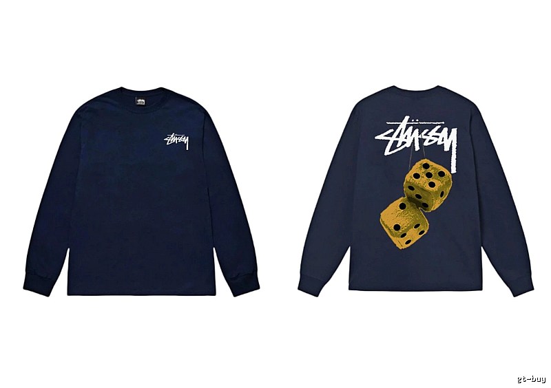 Navy long-sleeved shirt with Stussy dice print