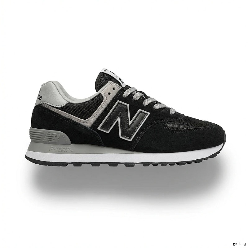 New Balance retro-style black and grey sports shoes
