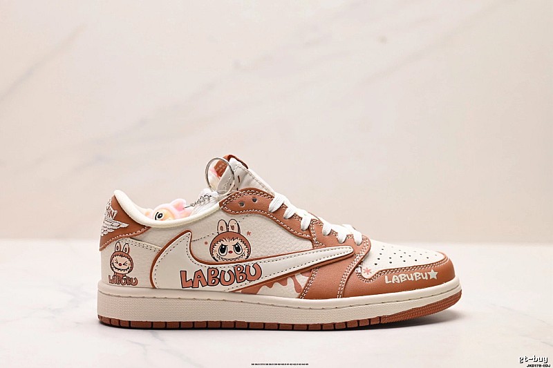Nike co-branded cartoon-style brown and white shoes
