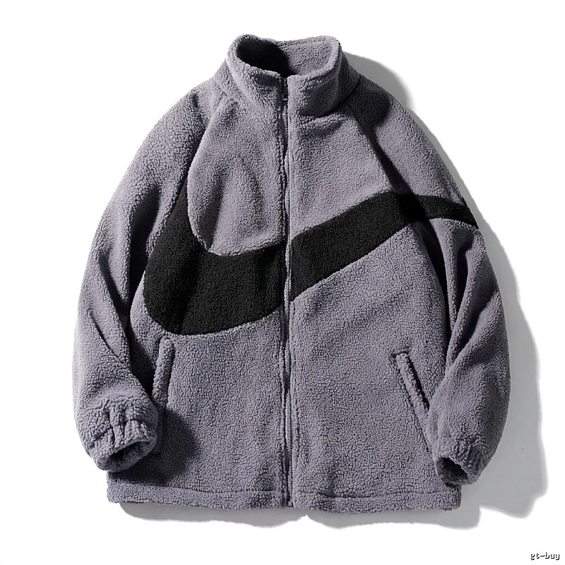 Nike large swoosh grey fleece jacket
