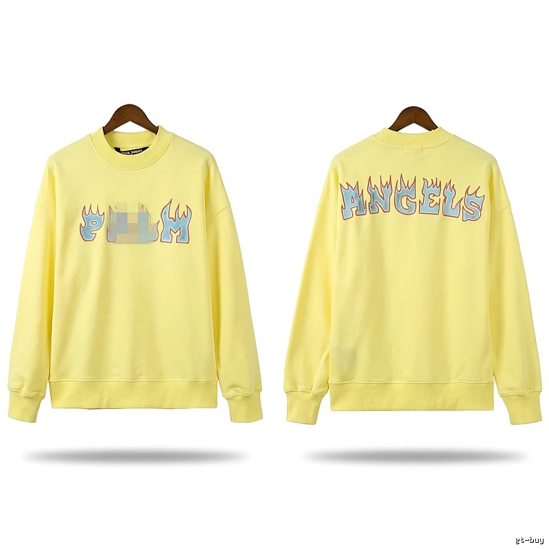 Palm Angels Flame Trendy Brand Yellow Sweatshirt