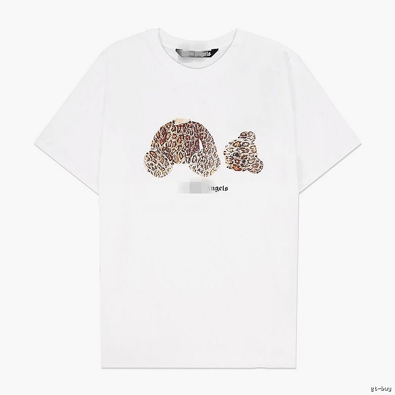 Palm Angels Logo Detail Bear graphic T-shirt White Colorful Bear with Relaxed Feel