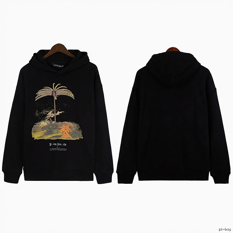 Palm Angels Palm Print Style Black Sweatshirt