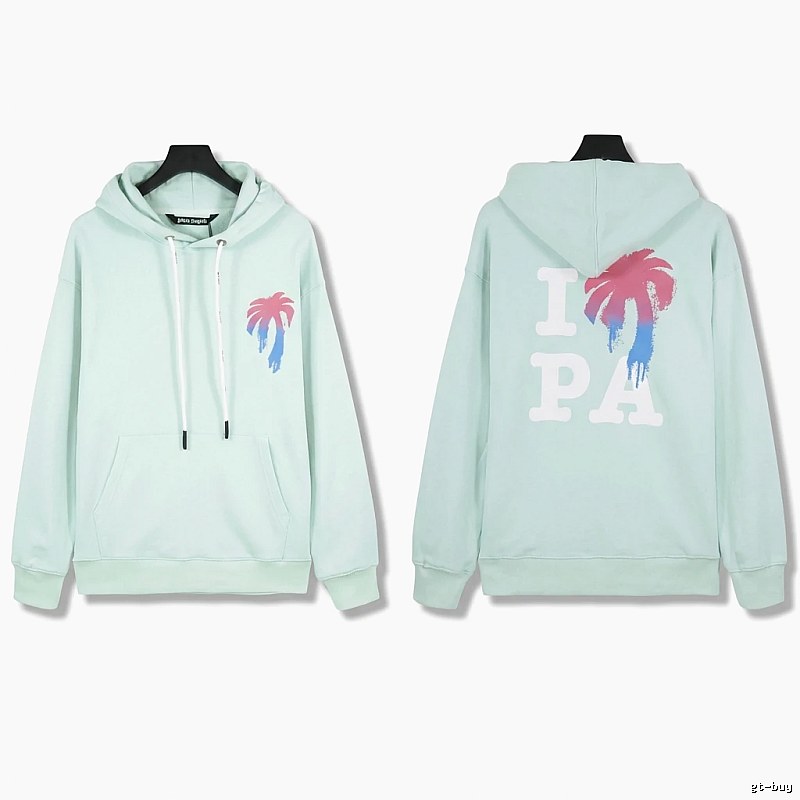 Palm Angels Palm Print Trendy Brand Light Blue Sweatshirt