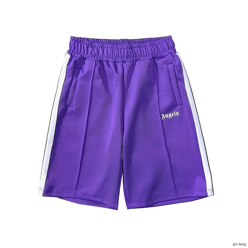 Palm Angels Patterned Track shorts Black Side Stripe with Polished Detail