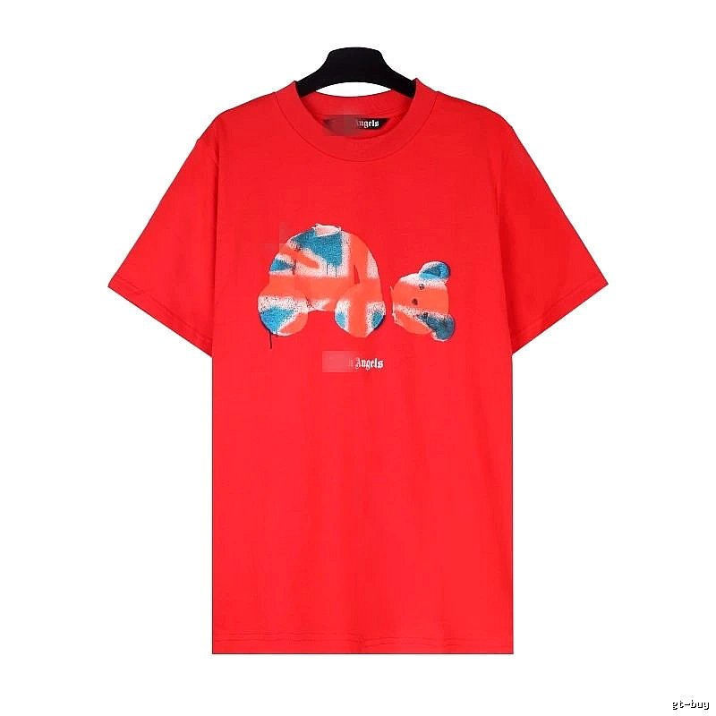 Palm Angels Streetwear Bear graphic T-shirt White Colorful Bear with Logo Accent