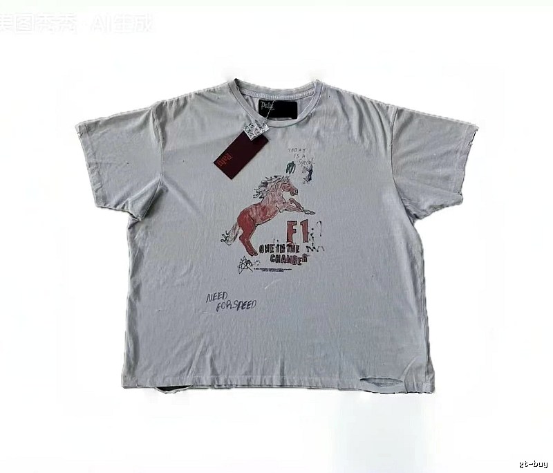 Paly Hollywood F1 Red Horse Vintage Light Grey T-Shirt