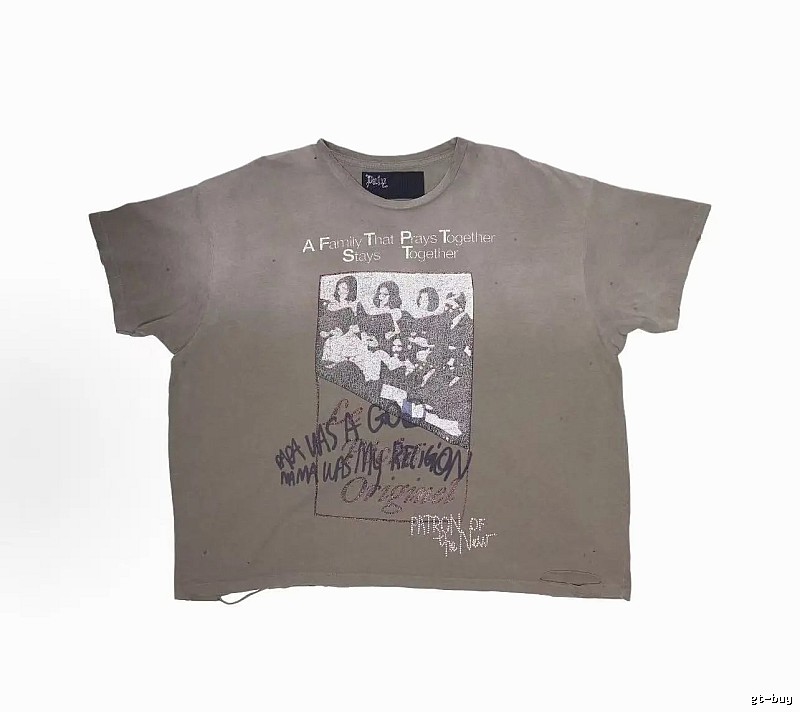 Paly Hollywood Portrait Print Vintage Gray T-shirt