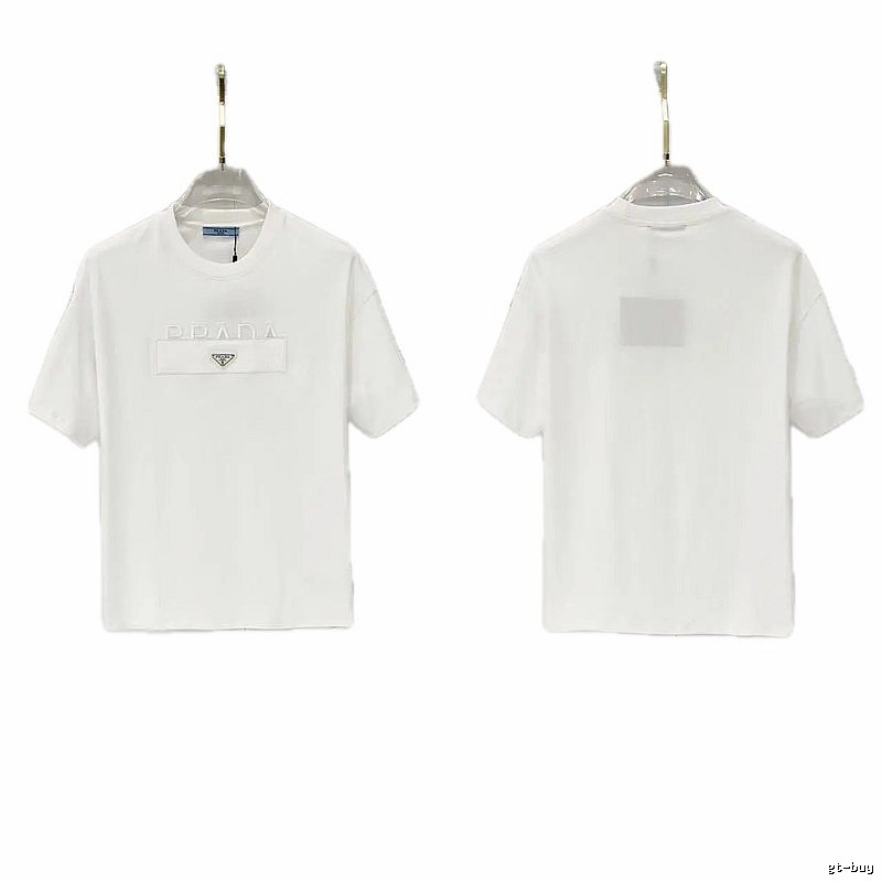 Prada Classic Triangle Logo Minimalist Style White T-Shirt