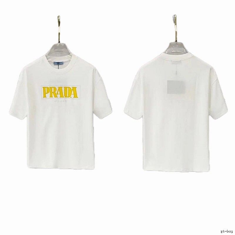 Prada Letter Print Streetwear Style White T-Shirt