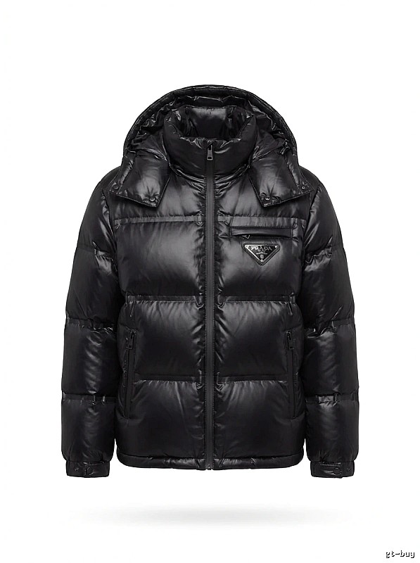 Prada triangle logo black down jacket