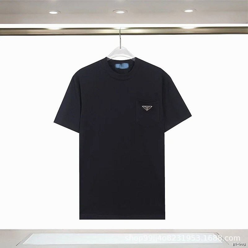 Prada Triangle Logo Minimalist Style Black Short-sleeve T-shirt