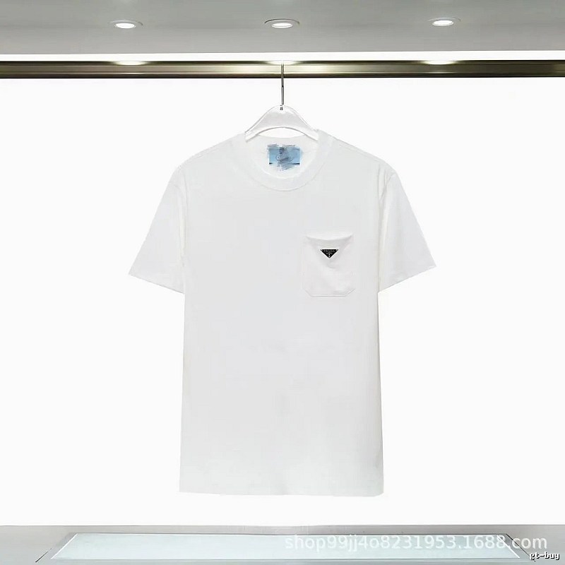 Prada Triangle Logo Minimalist Style White Short-sleeve T-shirt