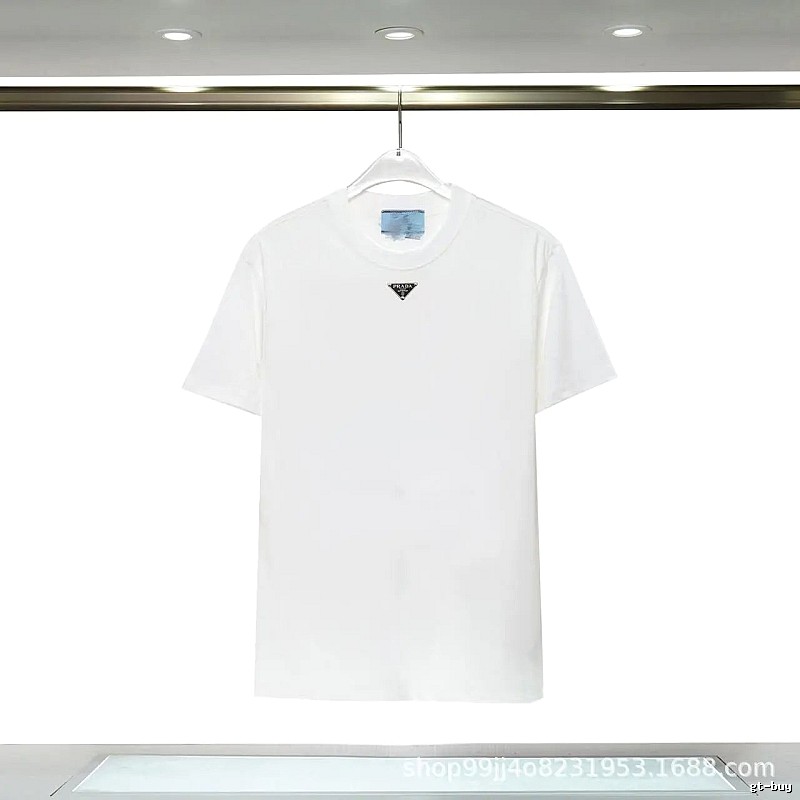 Prada Triangle Logo Minimalist Style White T-Shirt