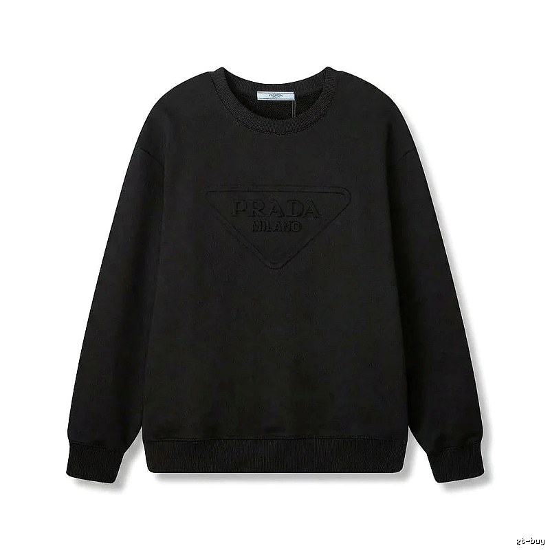 Prada triangular logo simple black sweatshirt