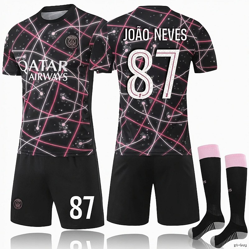 PSG No. 87 black-pink jersey