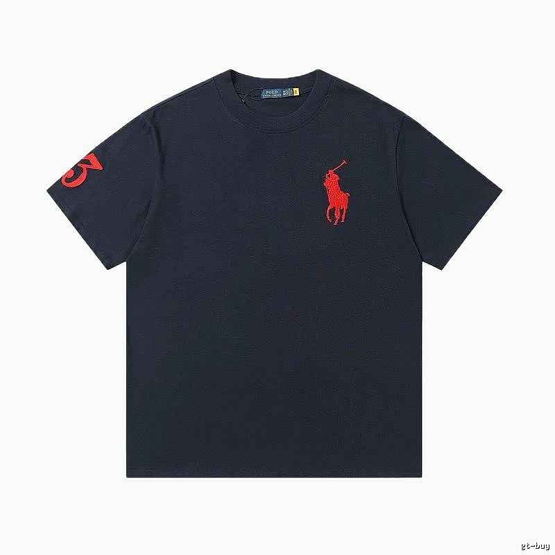 Ralph Lauren classic red embroidered black T-shirt