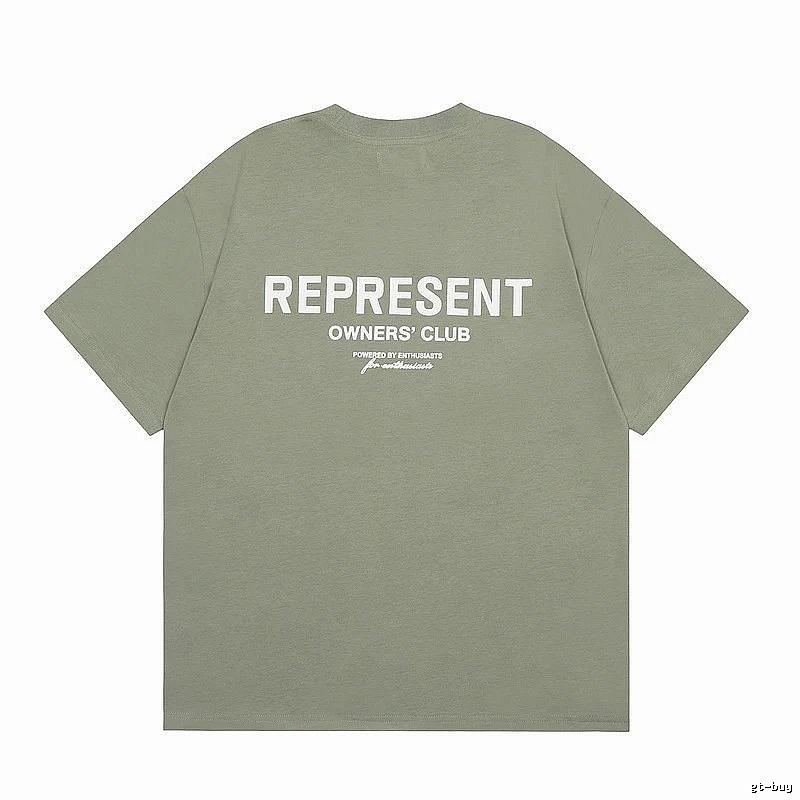 Represent Army Green Style 868 Owners Club T-Shirt Signature Detail Logo