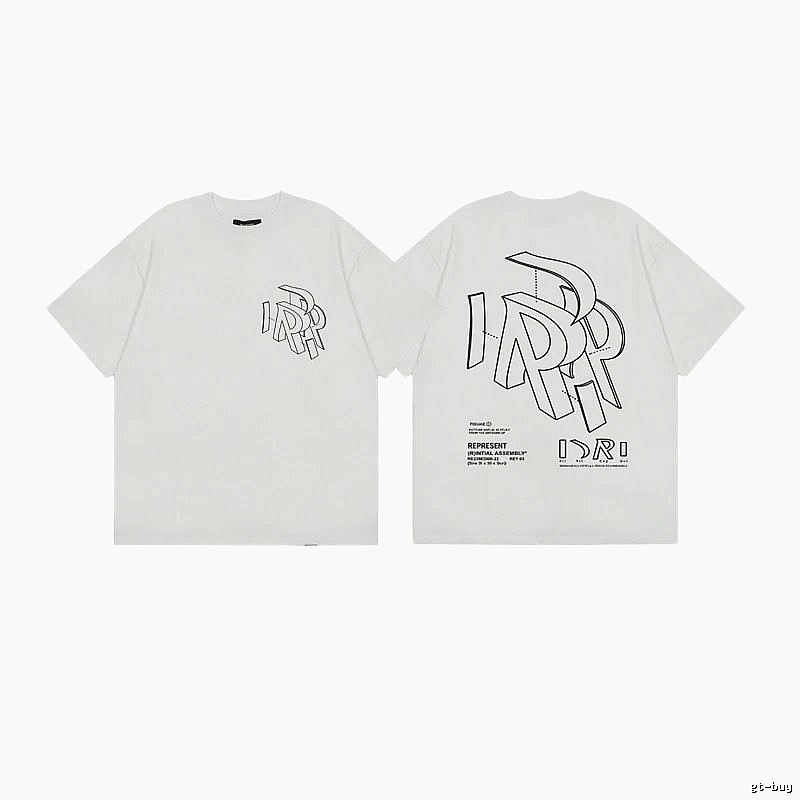 Represent Geometric Print Street-style Off-white T-shirt