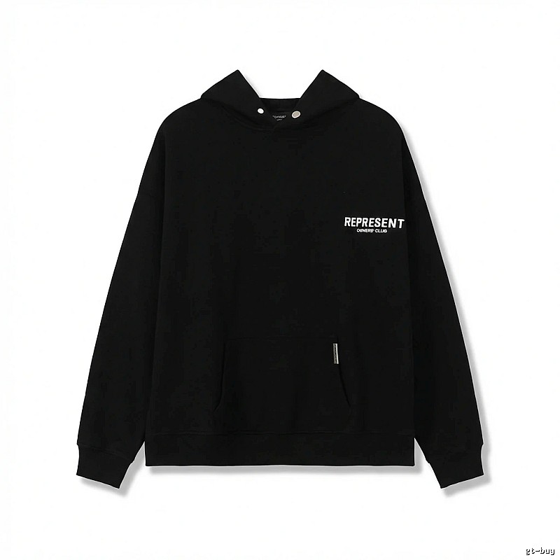 REPRESENT Minimalist Style Black Hoodie