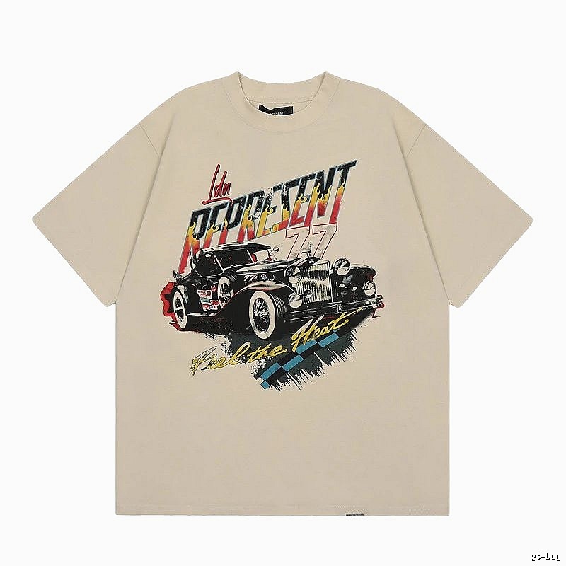 Represent Vintage Classic Car Printed Beige Short-sleeve T-shirt