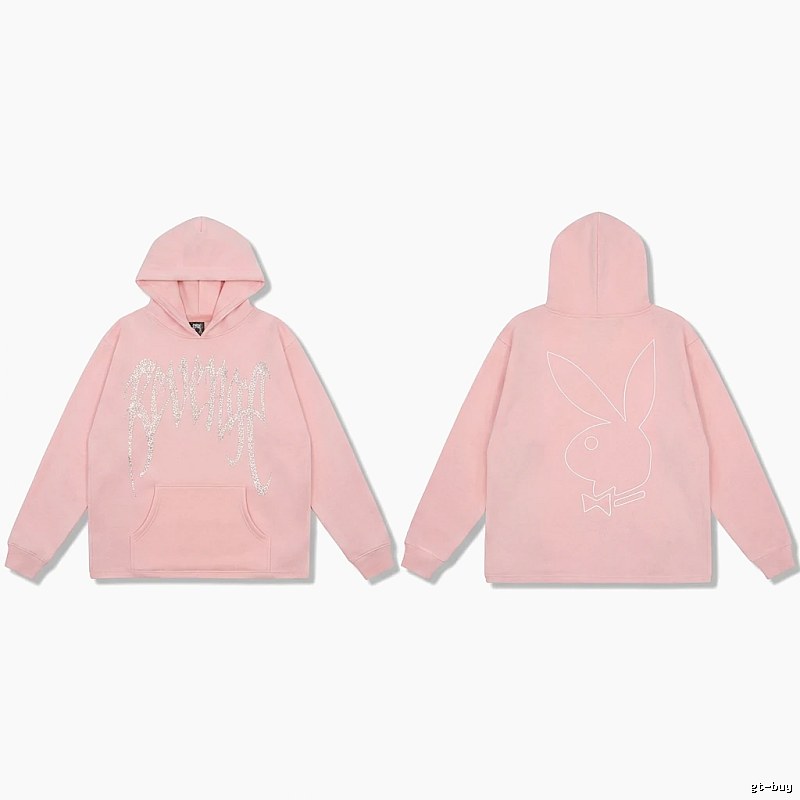 Revenge rabbit print pink hoodie