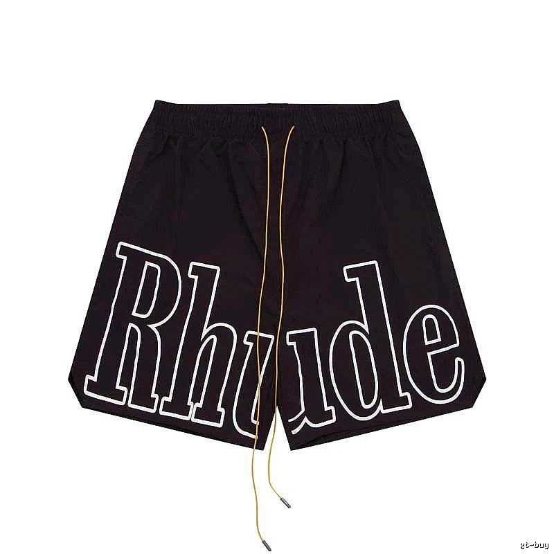RHUDE letter-style black shorts