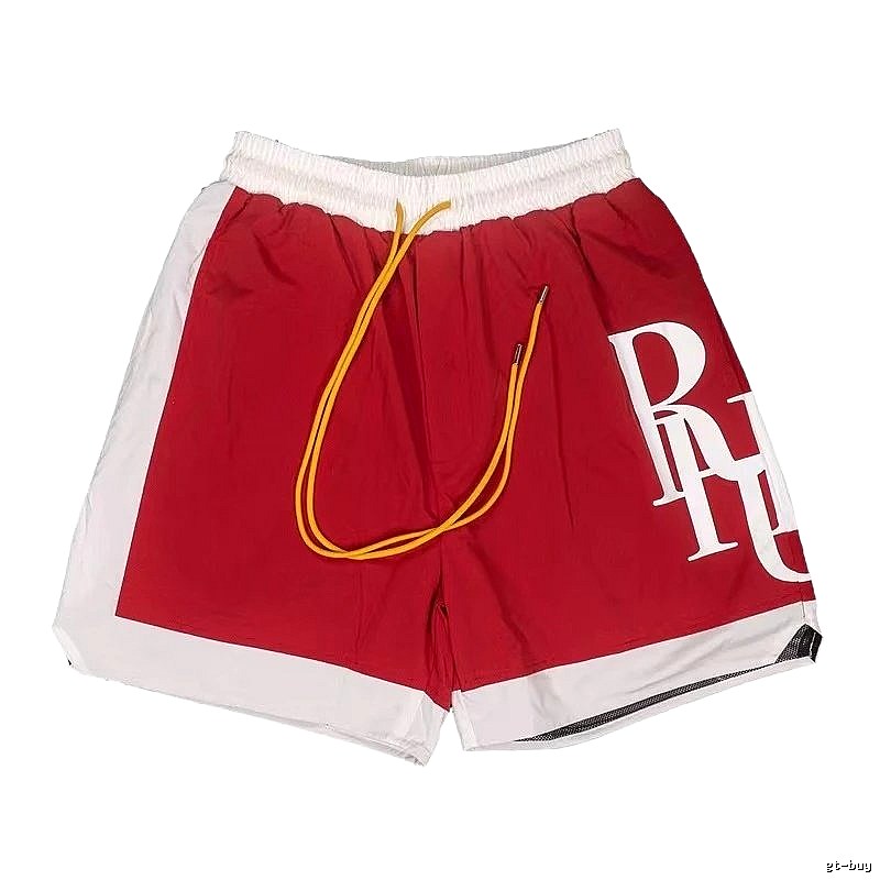 RHUDE Red and White Contrast Color Sports Shorts