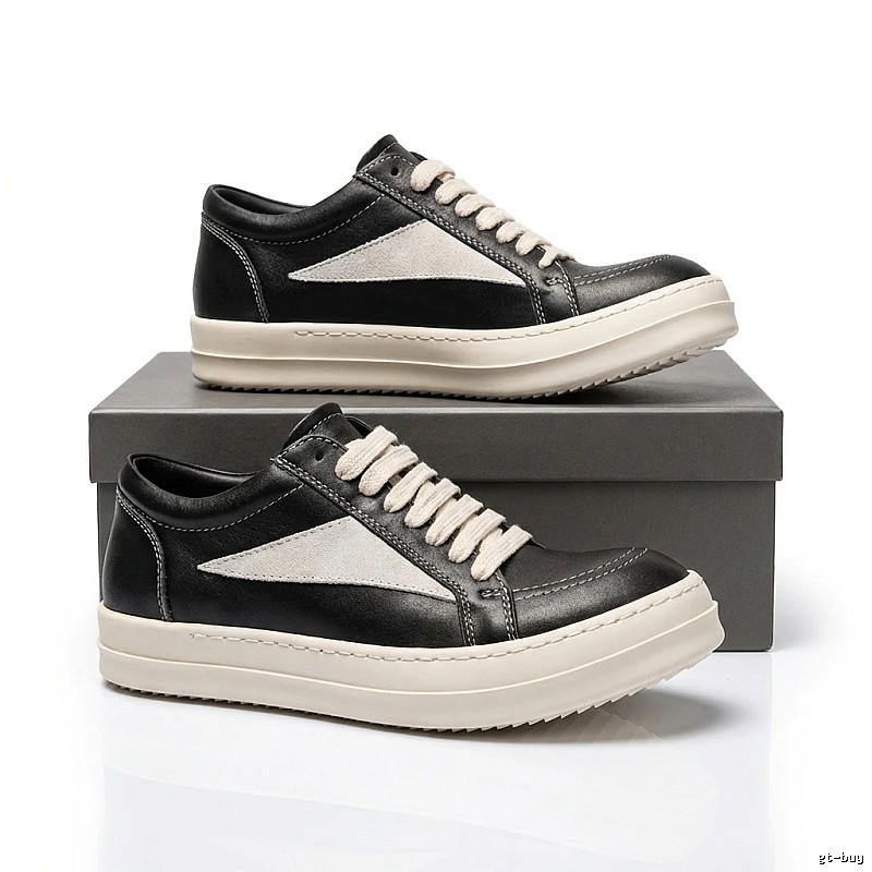 Rick Owens retro-style black and grey skate shoes
