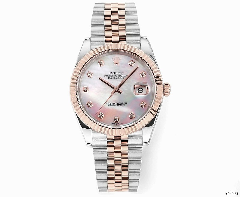 Rolex Datejust Automatic Watch - pink mother-of-pearl dial and two-tone bracelet for gifting